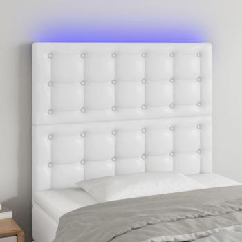 Cabecero LED Blanco 100x5x118/128 cm en Cuero Sintético