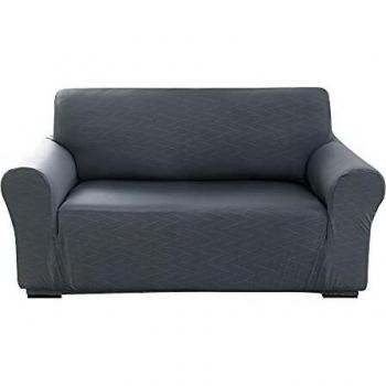 Amazon Brand - Umi Fundas para Sofa 2 Piezas Funda Sofa Moderna Protectora Elasticas Ajustable Suave con Patrón de Onda Gris