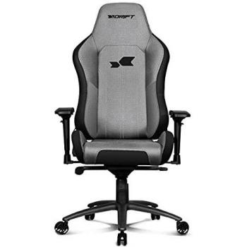 Drift Silla Gaming DR275 Cloud -DR275CLOUD- Silla Gaming Profesional, Material Tela con Acabado Terciopelo, reposabrazos Ajustables 4D, pistón Clase 4, giratoria, Mecanismo Frog, Negro/Gris