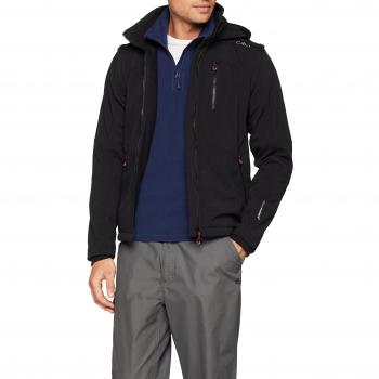 CMP Men's Black Softshell Jacket with Detachable Sleeves and Hood, Size XL