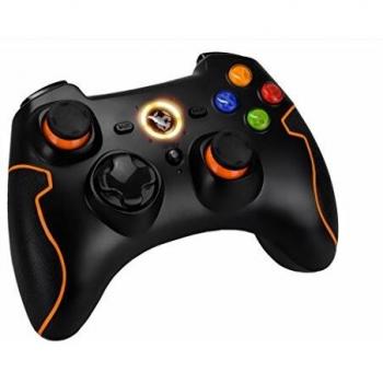 Krom KHENSU -NXKROMKHNS- Gamepad, Alámbrico/Inalámbrico, Distancia hasta 10m, bateria Litio Recargable, USB, Modo Turbo, Compatible Windows, PS3, Color Negro