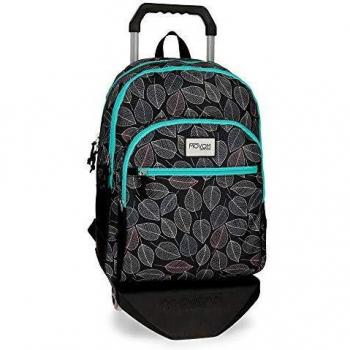 Mochila de niña Movom Leaves doble compartimento con carro Verde, 46 cm