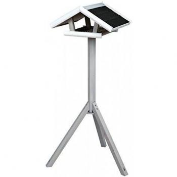 Trixie Natura - Comedero para pájaros con Soporte, 46 x 22 x 44 cm, Color Gris y Blanco