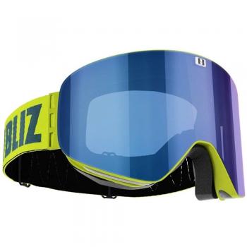 Hombre Gafas de nieve Bliz Flow Lime Green Goggle, color brown/blue multi, tamaño talla única