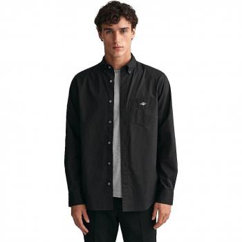 GANT Men's Regular Fit Long Sleeve Poplin Shirt - Black - Size M