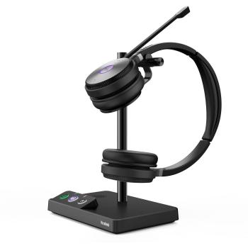 Auricular Inalámbrico Yealink WH62 Dual para Oficina con Base de Carga USB-A, MicroUSB y Conectividad Teams - Color Negro