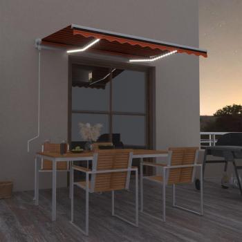 Tienda automática con sensor de viento LED 300x250 cm Naranja/Marrón