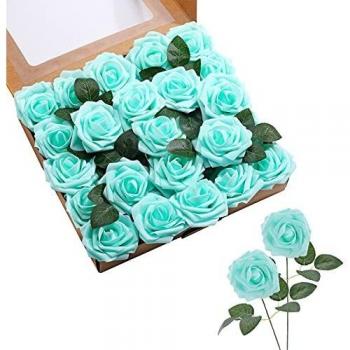 ASYOUWISH Flores Artificiales, 25 Piezas, Rosas de Imitación de Espuma de Poliestireno con Tallos, Adecuadas para Decoración del Hogar, Ramo de Boda, o Decoración de Jardín al Aire Libre, etc.
