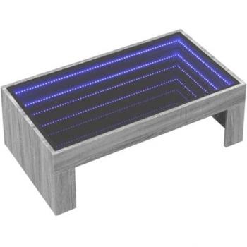 Mesa de centro con Infinity LED gris Sonoma 90x50x30 cm, mesita de centro, mesa auxiliar, mesa de salón, mesita, mesita de sofá