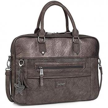 SKPAT - Cartera maletín Bolso Mensajero 15. Ordenador portátil. Lona y Cuero PU. Seguro y cómodo diseño clásico. Acolchado. 303838, Color Marron