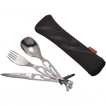 Set de 3 cubiertos plegables para camping con funda - Baladéo ECO112