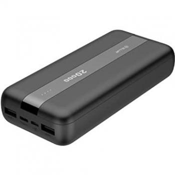 Batería Externa Tellur PBC203 20000mAh, 2xUSB, Tipo-C y MicroUSB, Negra