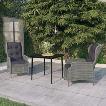 vidaXL 3-Piece Light Gray Garden Dining Set