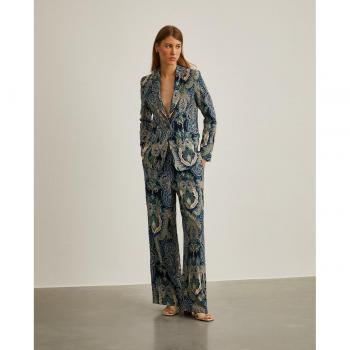 Pantalón ancho de mujer Lion of Porches con estampado cornucopia en color navy