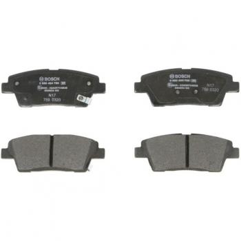Juego de pastillas de freno BOSCH 0 986 494 766 Low Metallic con avisador acústico de desgaste y chapa antichirridos, freno de disco trasero