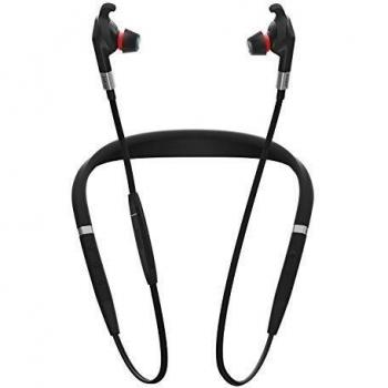 Jabra Evolve 75e UC - Auriculares Inalámbricos Optimizados para Comunicaciones Unificadas - Batería de Larga Duración - Cinta Vibratoria para el Cuello y Luz Busylight - Negro