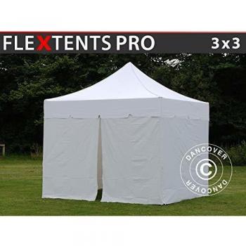 Carpa Plegable Rápida FleXtents Pro 'Pico' 3x3m Blanca con 4 Laterales Impermeables