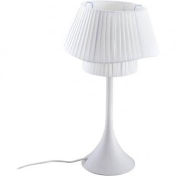 Lámpara de mesa Lindby Eryndor, blanca, textil, Ø 30 cm, E27, metal, 1 llama para pasillos
