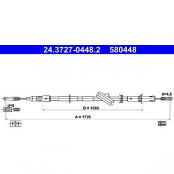 Cable de freno de estacionamiento ATE 24.3727-0448.2 Derecha