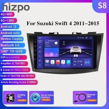 Hizpo 4G+WIFI 9 Android Car Radio Multimedia Stereo Player for Suzuki Swift 4 (2011 - 2015) 2Din Carplay DSP Navigation GPS SWC Autoradio Head Unit BT, Hzipo