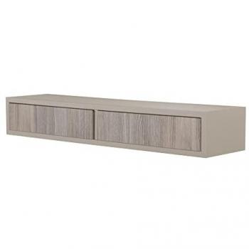 Estantería de pared moderna Domino con 2 cajones color marrón, medidas 88.2x13.4x20 cm