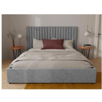 Cama con arcón y cabecero abatible - 180 x 200 cm - Tela Gris - SARAH