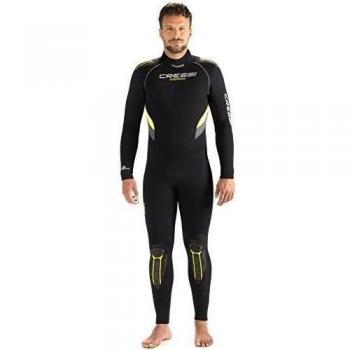 Cressi Castoro Man Traje Monopieza de Buceo Neopreno 5mm High Stretch para Hombre, Negro/Amarillo/Gris, M/3