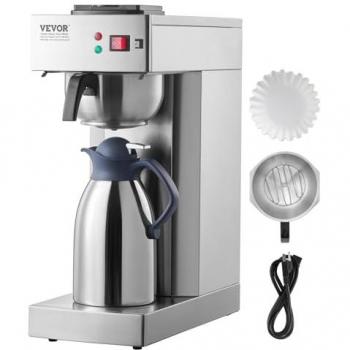 Vevor 12-Cup Commercial Drip Coffee Maker with Stainless Steel Thermal Carafe for Hot/Cold Retention, Ideal for Restaurant and Office Use