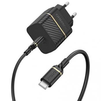 Cargador de pared USB-C 20W con cable USB-C a USB-C de 1m color negro