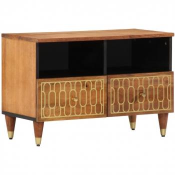 Mueble de TV madera maciza de mango 70x33x46 cm Marrón, soporte de TV, armario auxiliar, armario para equipos de música