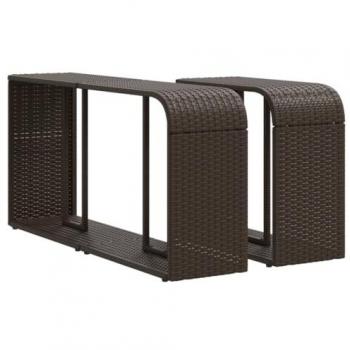 vidaXL Brown Poly Rattan Storage Shelves - Set of 2