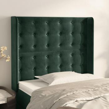 Cabecero con orejas de terciopelo verde oscuro 83x16x118/128 cm vidaXL