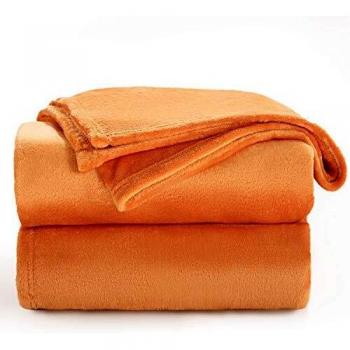 Bedsure Manta para Sofás de Franela 130x150cm - Manta para Cama 90 Reversible de 100% Microfibre Extra Suave - Manta Naranja Transpirable