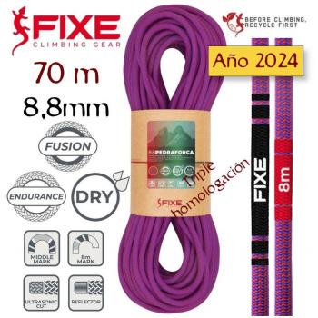 Cuerda Pedraforca 8.8mm FULL DRY Fusion (Violeta) - 70m - Triple homologación - Fixe