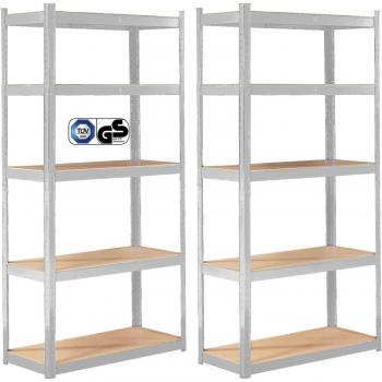 Estantería Metálica Arebos 2X para Almacenaje, Dimensiones 180x90x40cm, Capacidad de Carga 875 kg, Incluye 5 Baldas