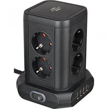 Brennenstuhl regleta de enchufes con USB y 8 Tomas de Corriente / Enchufe múltiple Vertical