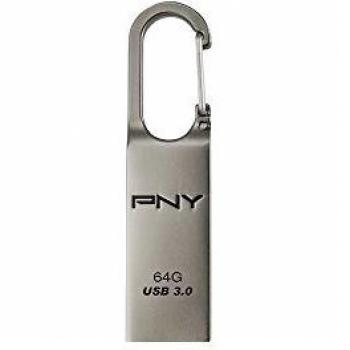 PNY FDU64GLOOP30-EF - Memoria USB 3.0 de 64 GB, Color Plata