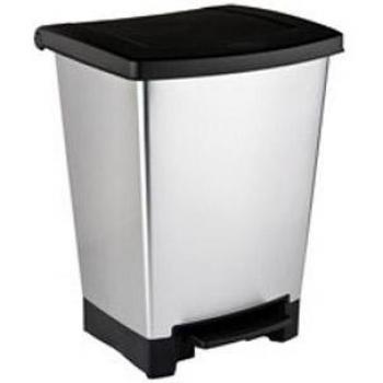 Curver 184274 - Cubo 2 en 1 con Pedal 25 L, Material Plastico, color Metal, 32.2 x 41 x 27.1 cm