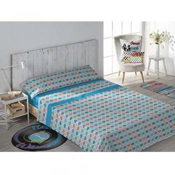 DHestia Juego Sábanas, Azul, Cama 90 / 90x190