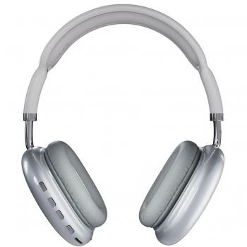 Auriculares Bluetooth 5.3 NC3244 con Soporte para Mano Libre, FM, TF (64GB Max), Entrada de Audio y Batería de 200mAh - Blanco y Gris