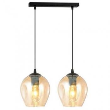 Lámpara de Suspensión Istar, Acero Negro y Vidrio Ámbar, 40x100x14 cm