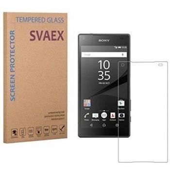 SVAEX Sony Xperia Z5 Compact Premium Protector de pantalla de vidrio templado - vidrio de dureza 9H - grosor de 0.3mm - transparencia de alta definición - bordes redondeados 2.5D - antigolpes - recubrimiento oleofóbico - tacto delicado - vidrio de alta 