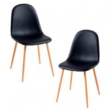 Pack 2 Sillas de Comedor Teok en Polipiel - Color Negro