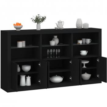 Aparador con luces LED negro 181,5x37x100 cm - Mueble de Almacenaje de Salón, Armarios con Puertas, Cajón de Madera, Buffet para salón Moderno, Armario Auxiliar,