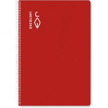Cuaderno Escolofi Espiral Folio Pauta 3mm 50 Hojas 70g Tapa Dura Color Rojo