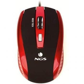 NGS Red Tick Wired Optical Mouse 800-1600 DPI with 6 Buttons, USB Connection
