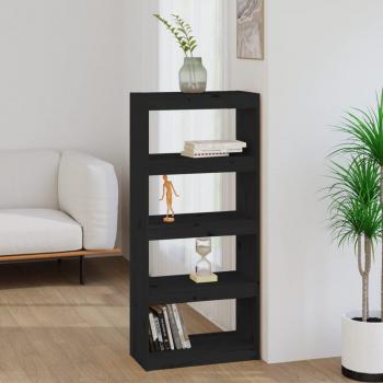 Estantería/divisor de espacios de madera de pino 60x30x135,5 cm en colores Marrón, Blanco, Gris y Negro - Mueble de Almacenaje para Oficina, Estudio, Sala de Estar y Dorm