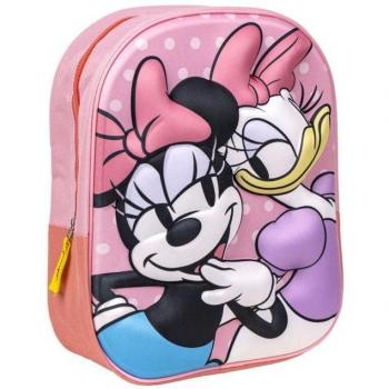 Mochila Infantil 3D Disney Minnie Mouse Rosa 25x31x10cm