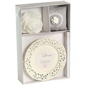 Vela Aromática Rosa Luna con Platillo de Leche y Miel - 8 Horas, 26x17x4.5 cm