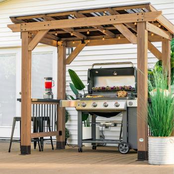 Saxony Cedar Grill Gazebo - Dark Walnut